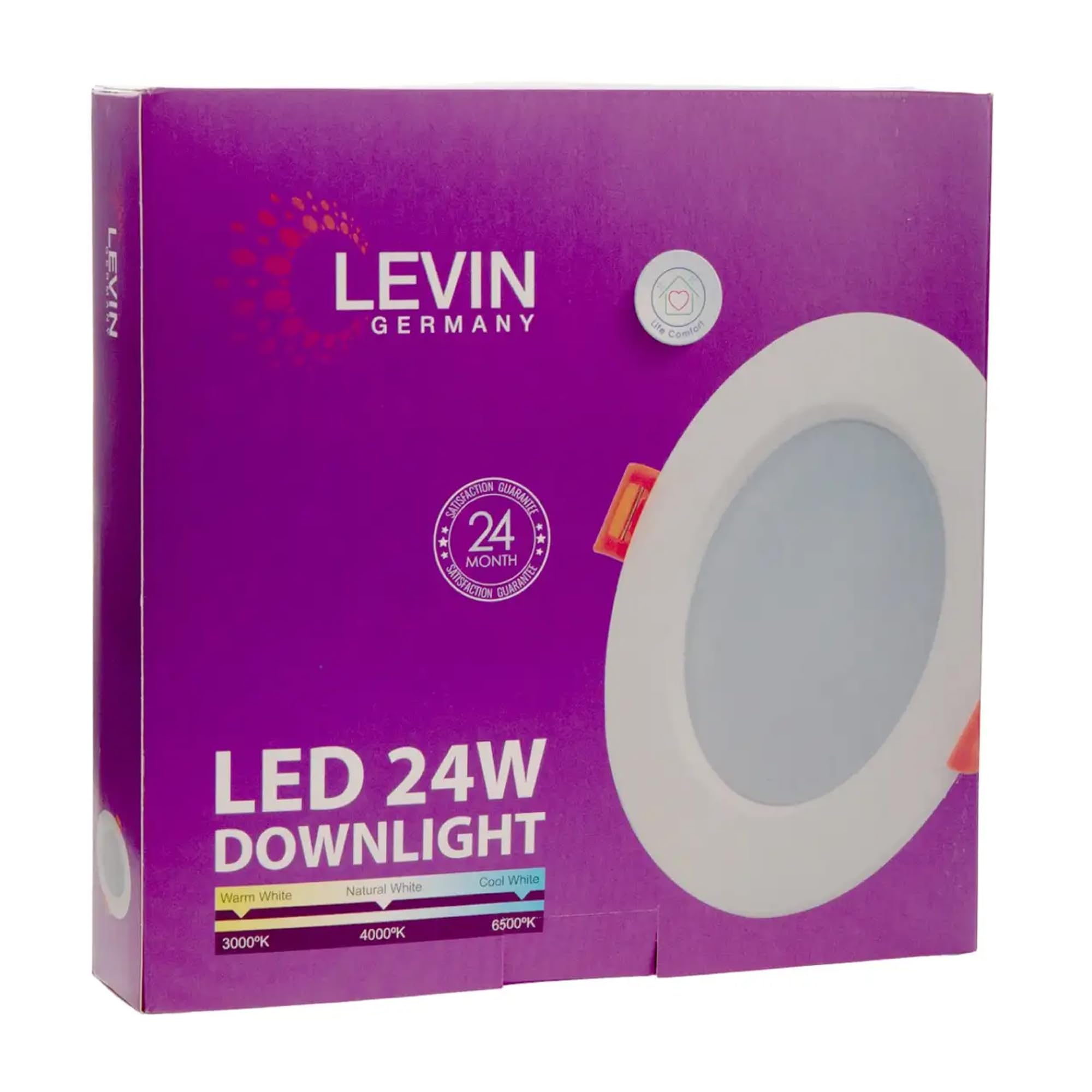 Levin LED Downlight Ceiling 24W Ultra Slim Recessed Ceiling Lights – Pack of 1 | Cool White 6500K | Non-Dimmable Spot Lights | Round Panel Lights for Bathroom & Kitchen | Energy Class F