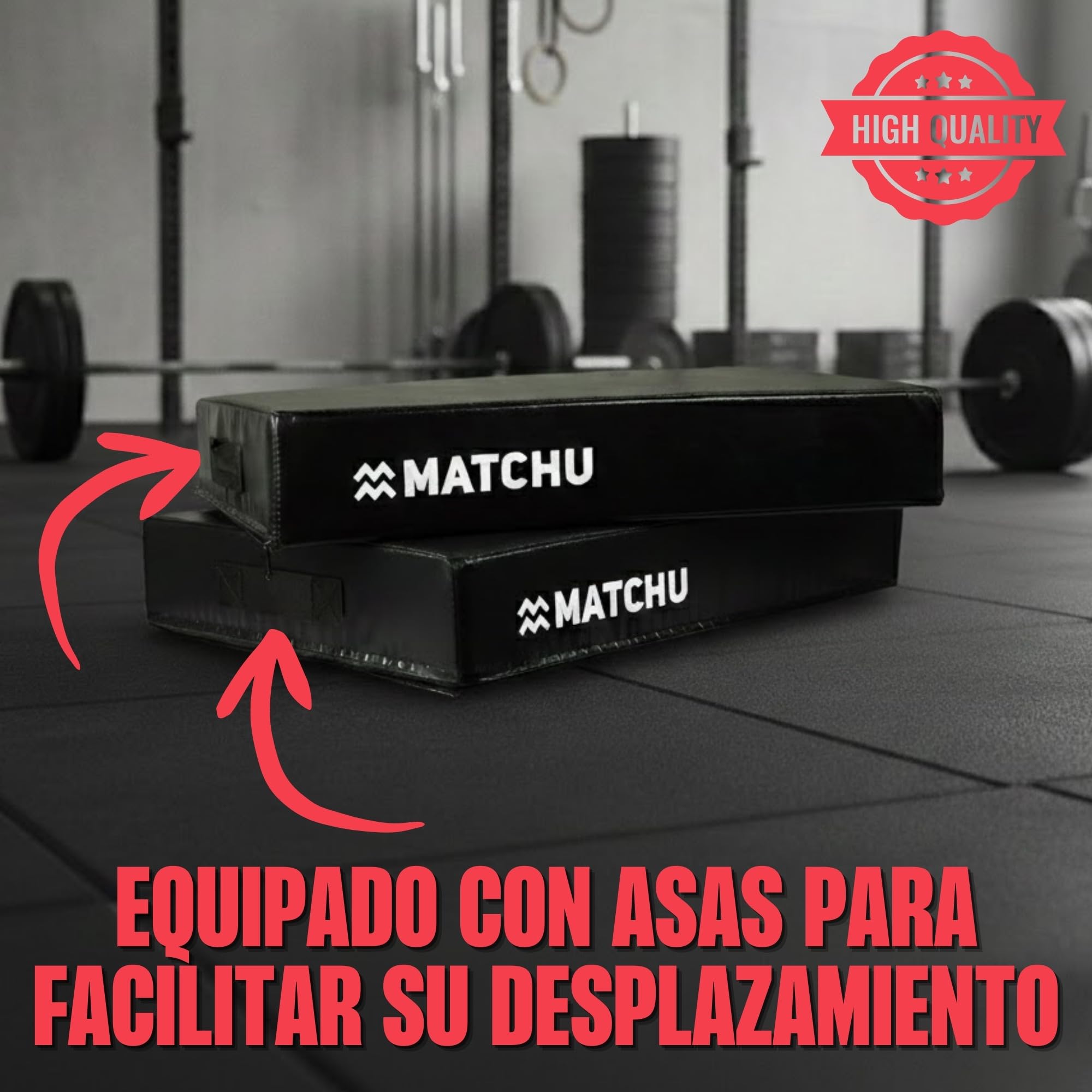 MATCHU - Drop Pads - Set de 2 Piezas - Amortiguación de Alta Calidad - Espuma Durable - Funda de PVC resistente al desgaste - 75x57x15 CM - Negro