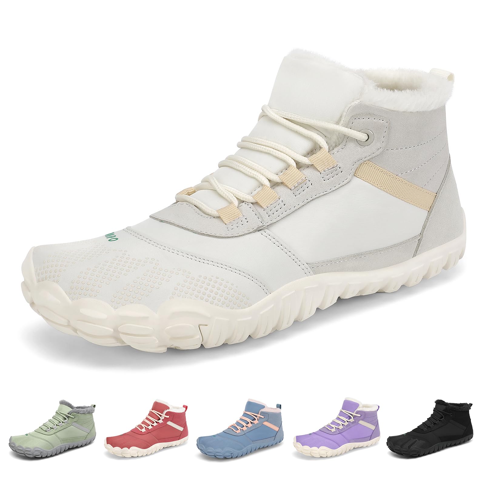 SAGUARO Botines Barefoot Mujer Invierno Cálidos con Puntera Ancha y Suela Zero Drop, Gr.36-42