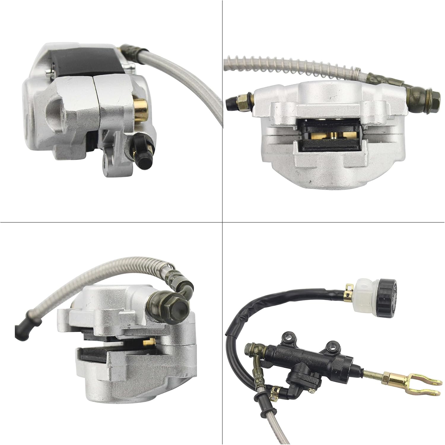 GOOFIT Rear Foot Disc Brake Master Cylinder Assembly with Oiler Rear Disc Brake Pad Set Replacement for 110cc 125cc 150cc 200cc 250cc ATV Quad Dune Buggy