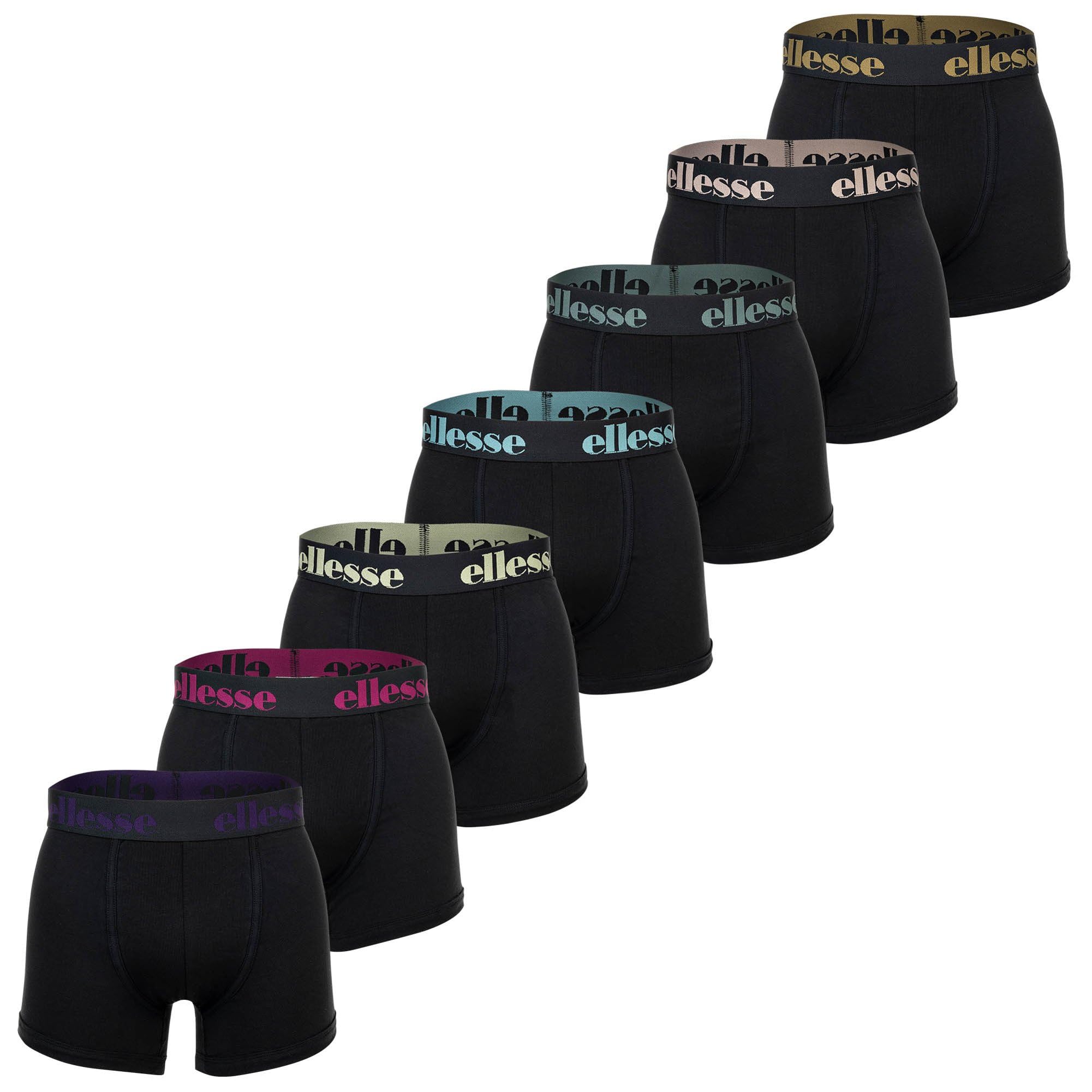 Ellesse Herren Boxer Shorts, 7er Pack - Yema Boxershorts, Logobund, Ohne Eingriff, Cotton Stretch