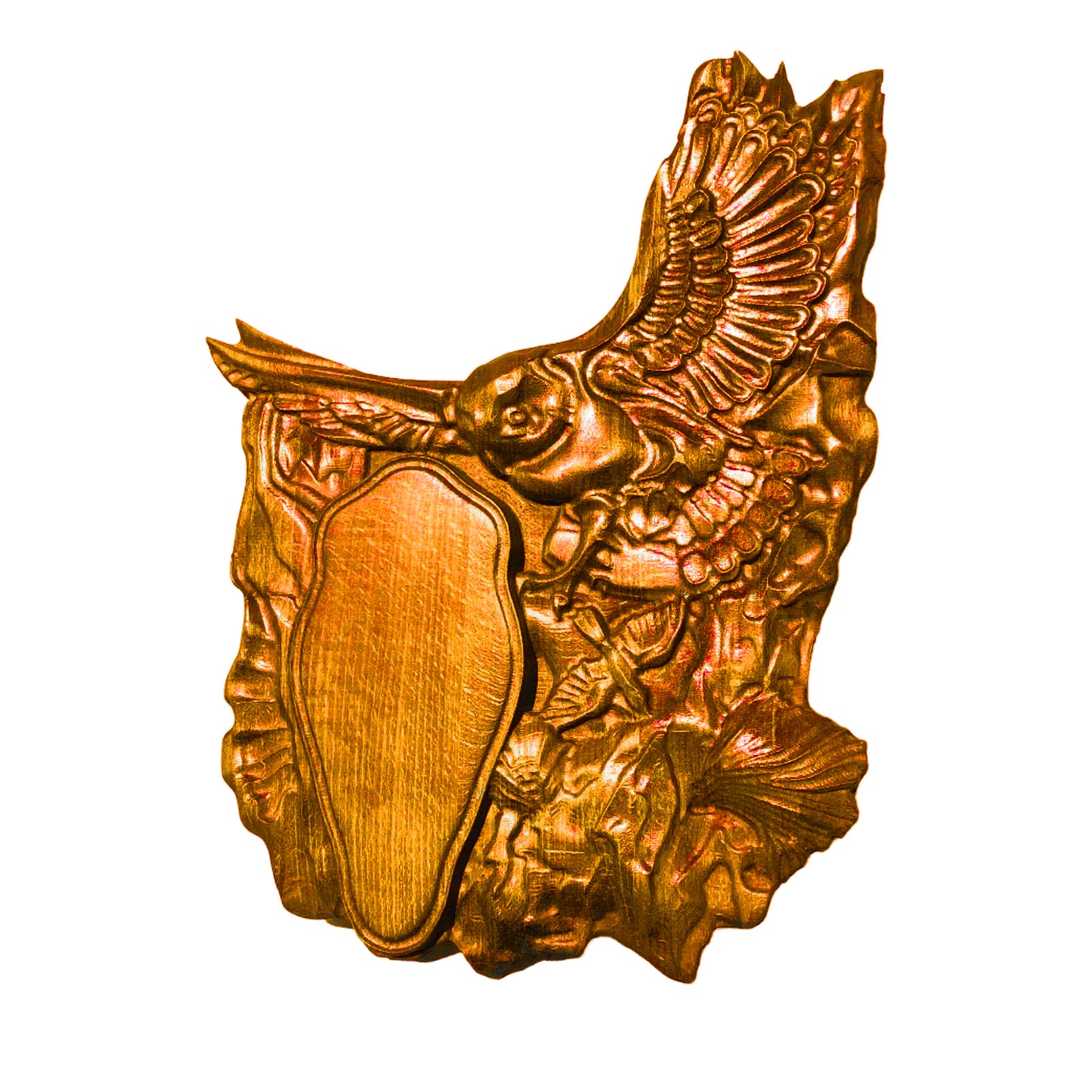Trophy Shield - Tablero de madera de haya maciza para cazar trofeos de cornamenta como jabalí, ciervo, cabras (KS) (roble rústico)