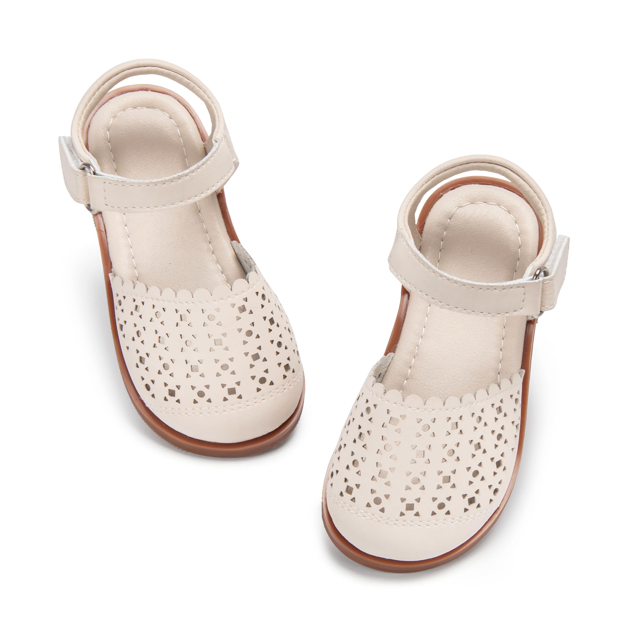 ESTINE Toddler Girls Little Kids Close Toe Sandals - Flower Girl Dress Flats Summer Shoes