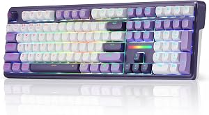 Redragon K745 PRO Wireless Gasket RGB Gaming Keyboard, 108 Keys Mechanical Keyboard w/Extra 4 Hotkeys, Hot-Swap Socket, 5-Layer Noise Dampening, See-Through Round PBT Keycaps, Mint Mambo Switch