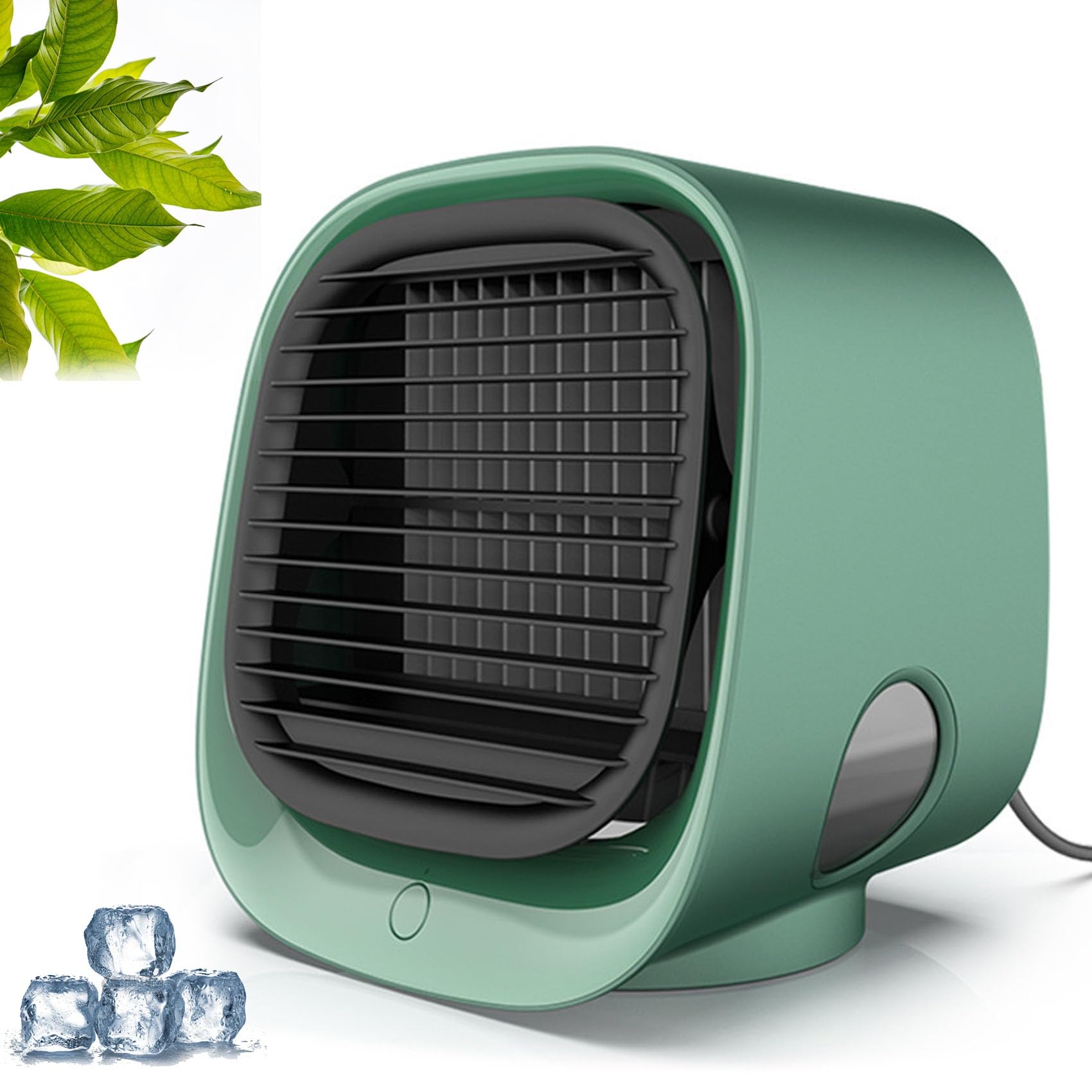 Airbreeze Portable Air Conditioner - Air Cooler with LED Nightlight & Fan Humidifier, 3 Speed Settings, Instant 90s Cooling, Desktop Fan for Bedroom, Office & Camping (1, Green)