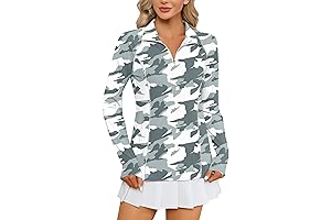 LOMON Ladies Camo Shirt: Long Sleeve Sun Protection Hiking Pullover