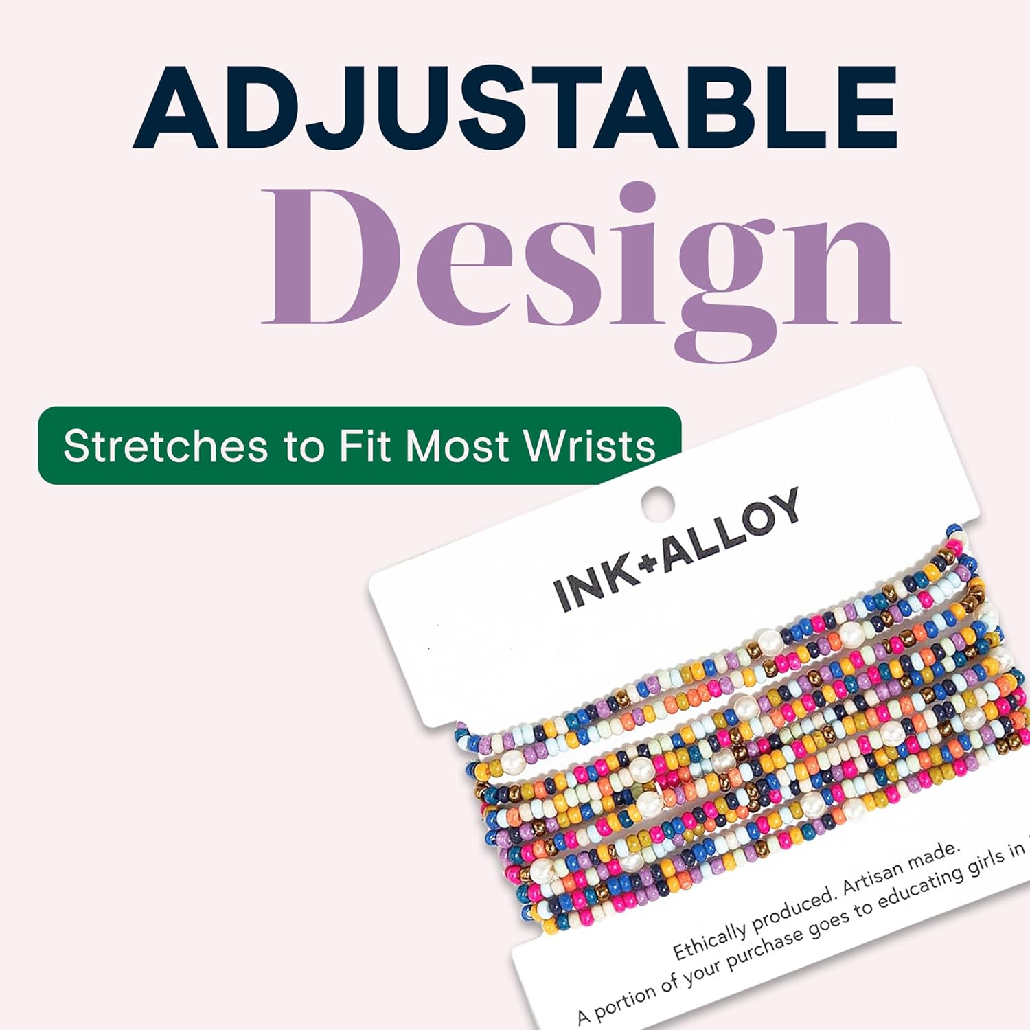 INK + ALLOY 10-Strand Stacking Beaded Bracelets for Women – Mixed Patterns Bracelet Stack - Adjustable Stretch Fit - Handmade Boho Bracelets for Women - Perfect for Any Occasion - Image 2