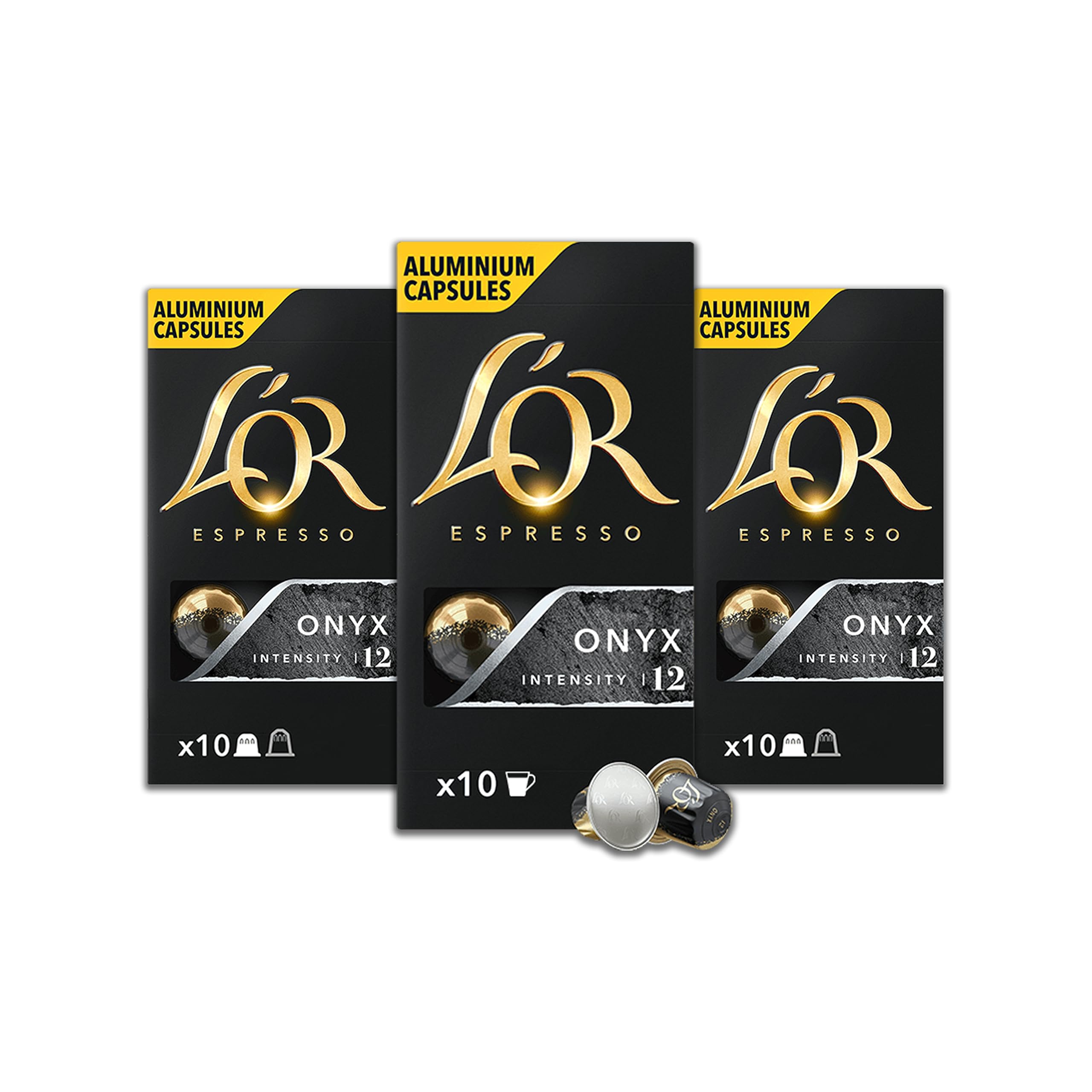 L'OREspresso Onyx Intensity 12 Coffee Capsules Pack of 2+1