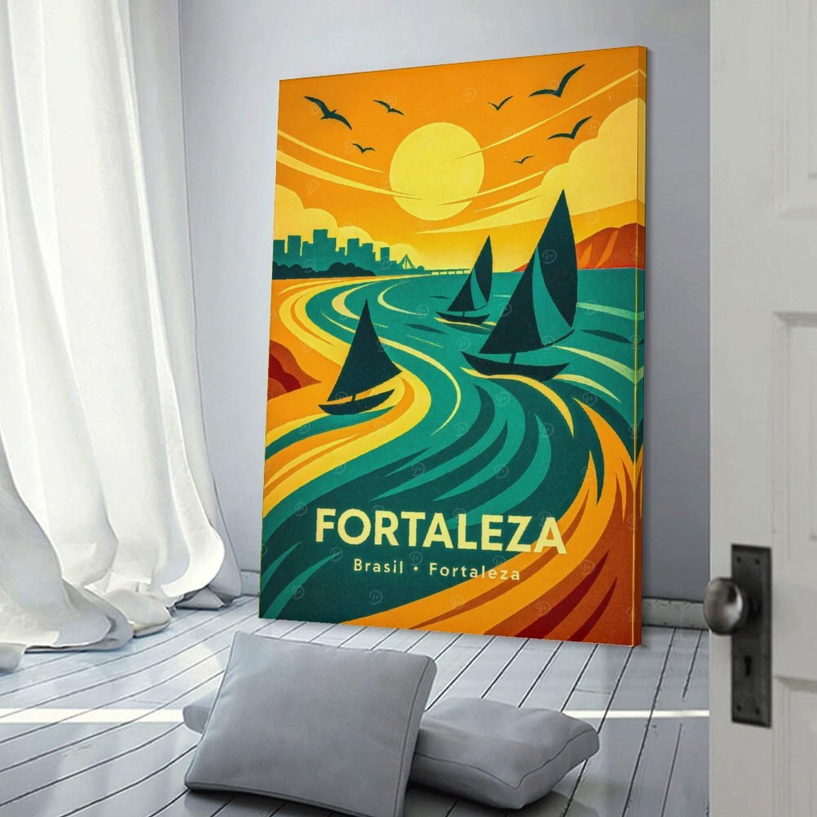 Junmoney Fortaleza Brazil Travel Canvas Wall Picture, 08x12inch(20x30cm), for Sofa Walls, Lounge Or Home Corners, Modern Wall Decor for Cosy Interiors