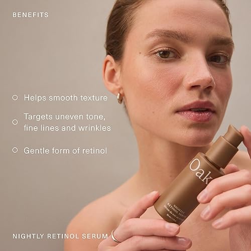 Miniatura 3 de Oak Essentials Nightly Retinol Serum Suero facial antienvejecimiento con retinol suave, escualano y extracto de aguacate, 1 onza