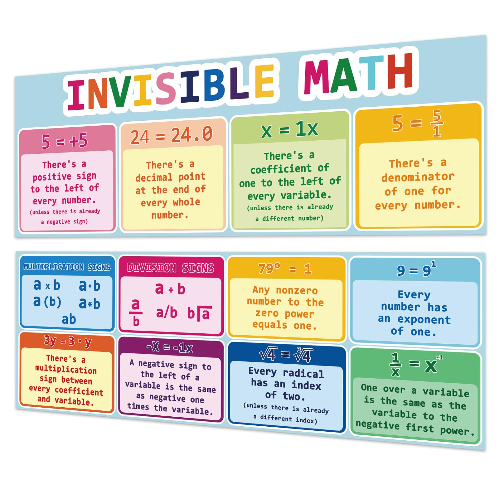 Kit 12 Pôsteres Matemática Divertidos - Decoração Sala Aula Fundamental E Médio