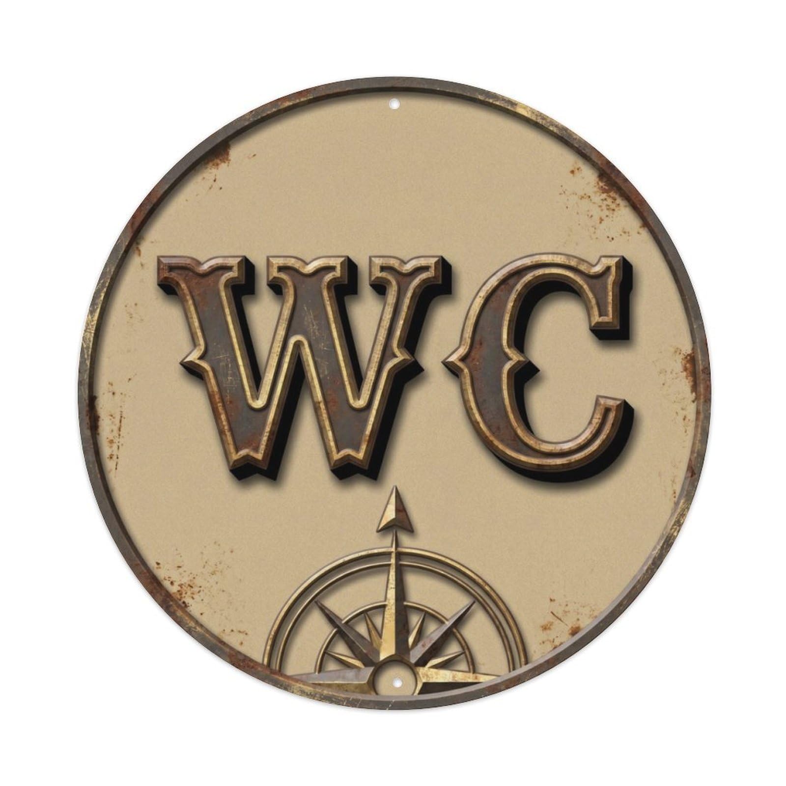 Toilet （WC） Trading Shield Metal Tin Sign Plaque Wall Decor for Cafe, Club Bar, Office, Home Garden Round Metal Poster 8x8Inch