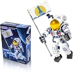SIENON Astronaut Toys Building Kit for Kids and Adults-229pcs Building Block Astronaut Figure Holding the Flag with Movable Joints, DIY Spaceman Assembly Construction STEM Toy City Space Building Set