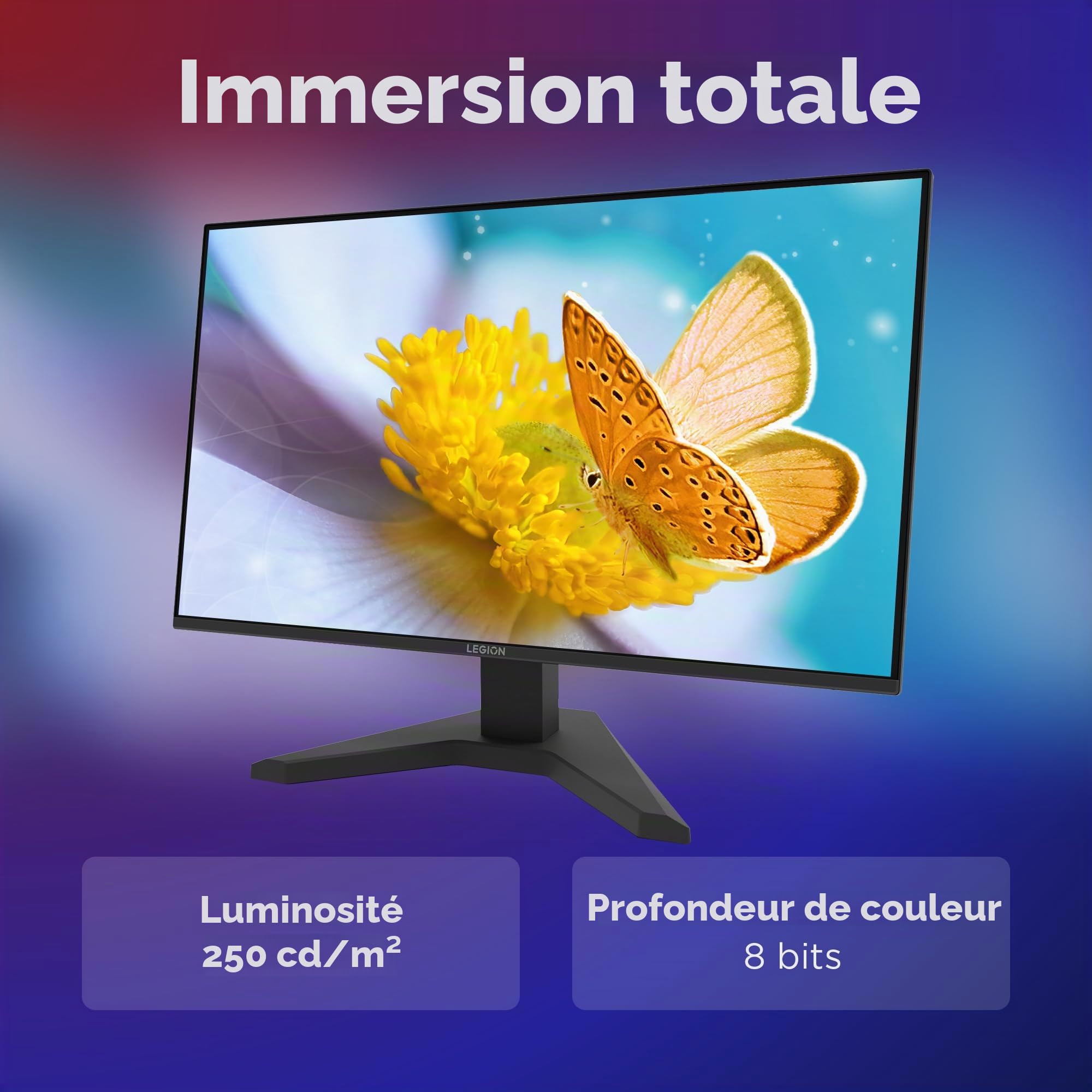 Lenovo Legion R27s - Écran 27'' FHD (1920x1080, IPS, 144 Hz, 1 ms, 1x HDMI+DP, 99% sRGB, Cable HDMI) - Noir Raven