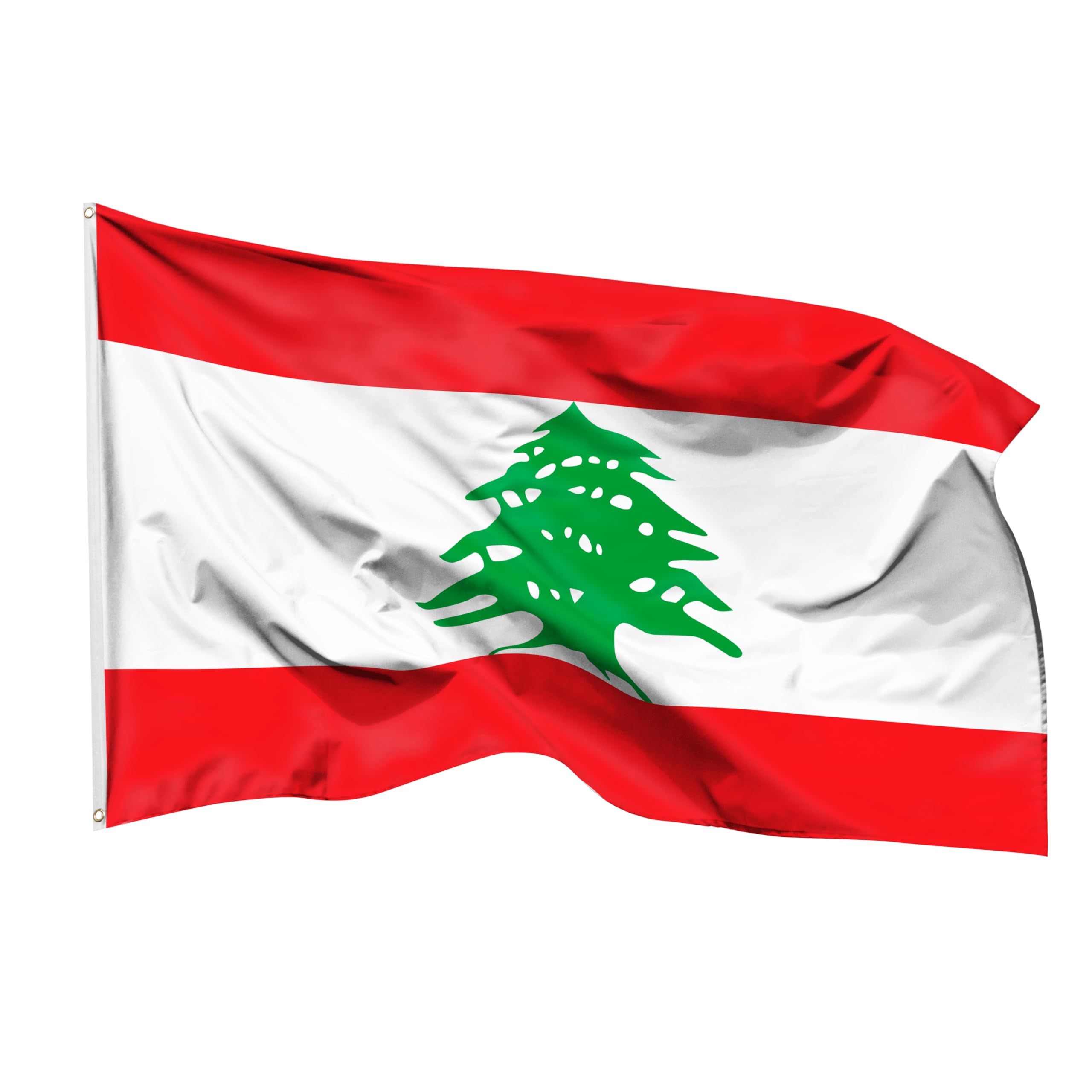 PHENO FLAGS Lebanon Flag 90 x 150 cm - lebanese flag with brass eyelets - weatherproof flag for flagpole - 100% polyester