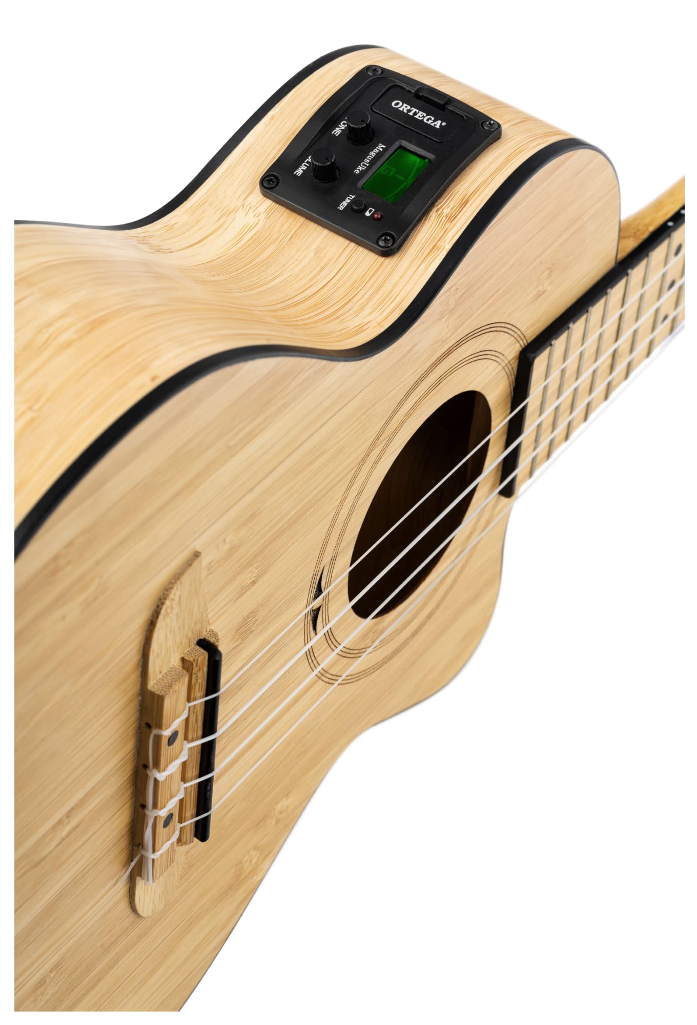 Ortega Guitars Ukelele Tenor electro-acústico - Serie Bambú - incluye Gig Bag Deluxe - bambú (RUNAB-TE)