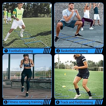 Football Training Set Coordination Ladder Football Training Accessories with 6 m Training Ladder 20 Cones Hurdles Resistance Parachute Skipping Rope Resistance Bands