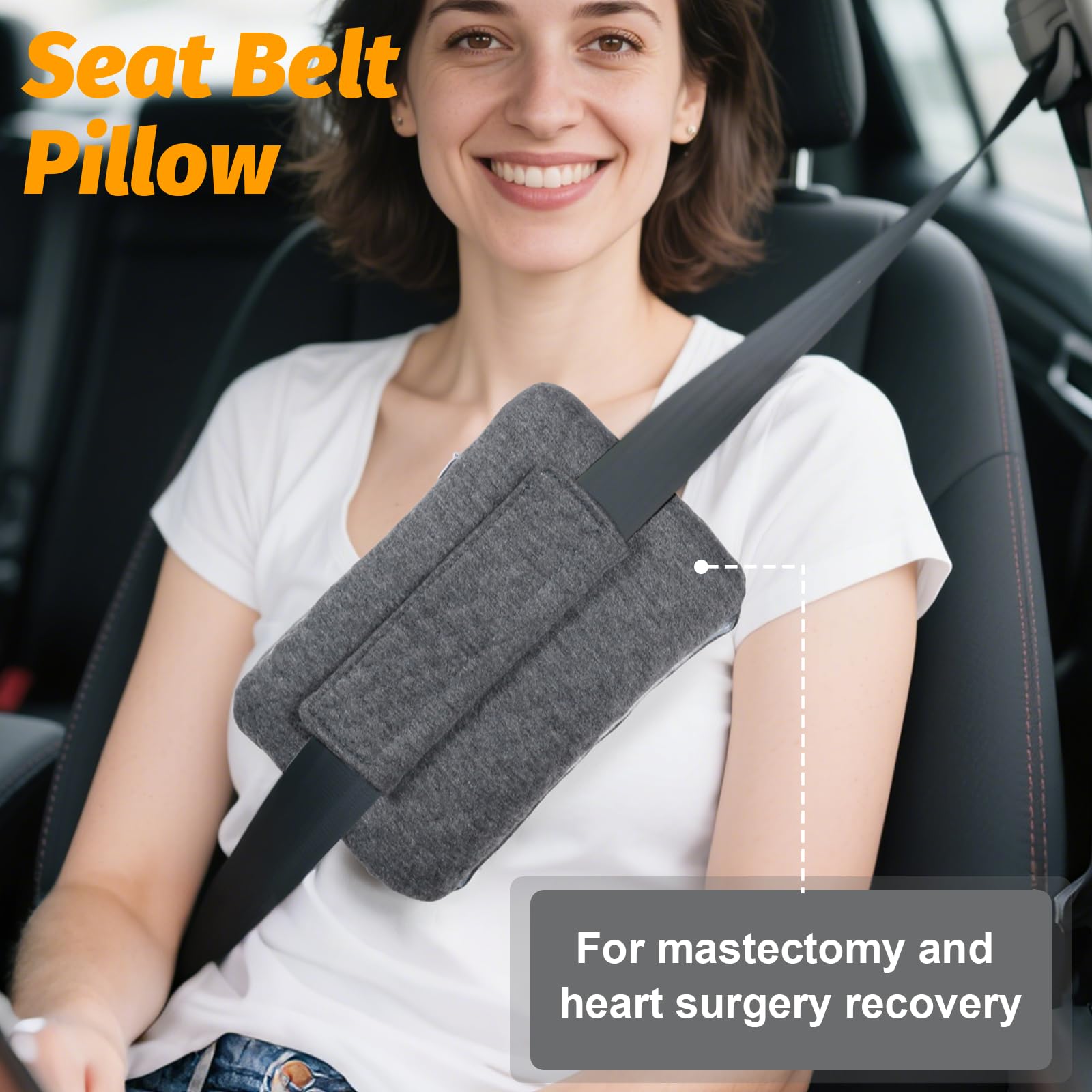 Cuscino per cintura di sicurezza per mastectomia post-chirurgia, cuscino di supporto per recupero cardiochirurgico, per chemioterapia, pacemaker, bypass e isterectomia, regalo per donne