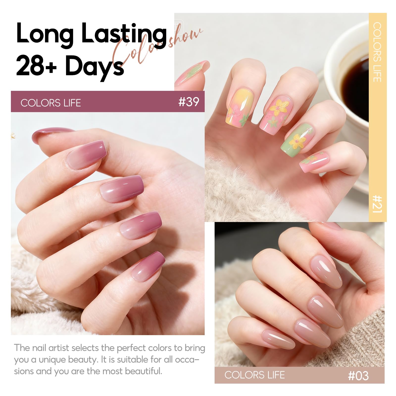 PEACECOLOR 9 Farben Ombre Gel Nagellack Set für Farbverlauf Nageldesign Malerei mit 100Pcs Nagelschwämmchen, Painting Gel Nail Art Manicure DIY Kit