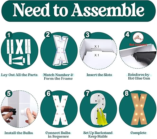 Miniatura 153 de Números iluminados grandes de 4 pies, números de marquesina 2 para decoraciones de cumpleaños de 21 para niños y niñas, números gigantes iluminados