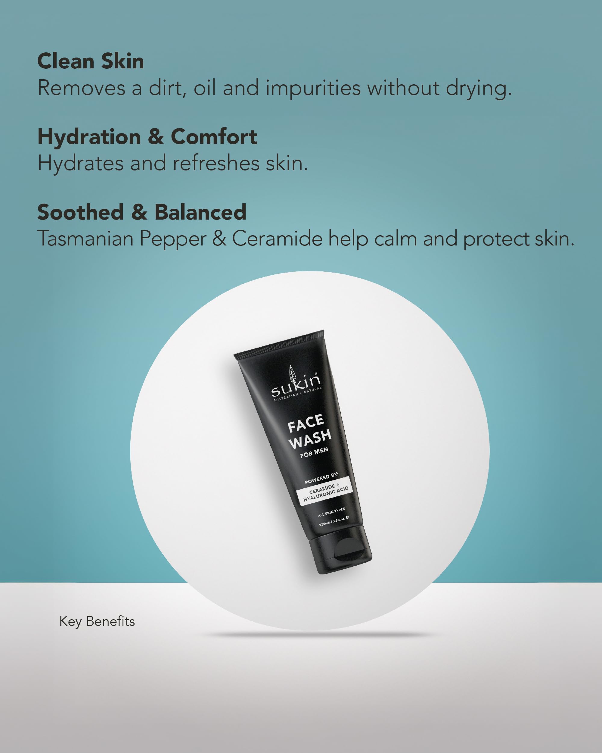 Sukin, Men Face Wash, Natural Daily Face Wash Men with a Mix of Ceramides, Baobab Extract, Tasmanian Pepper, Hyaluronic Acid - Image 4