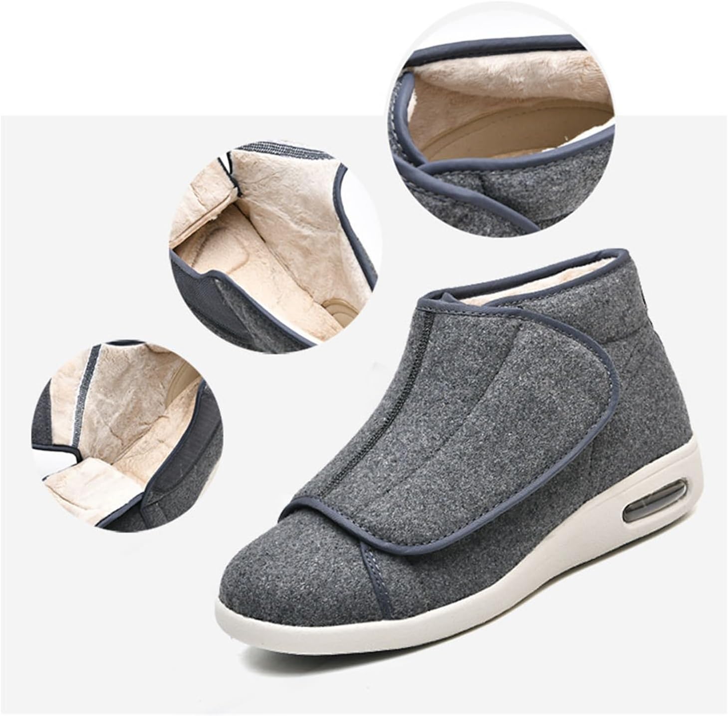 Men Orthopedic Diabetic Shoes, Men's Adjustable Winter Warm Fleece Plush Wide Diabetic Edema Shoes, Breathable Cozy Arthritis Edema House, for Swollen Feet, Arthritis, Neuropathy