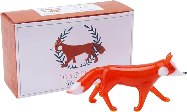 Fox and Fern Glass Ornament Glass Fox Decoration in Gift Box | From CGB Giftware's Fox and Fern's Range | Glass Animal | GB05449