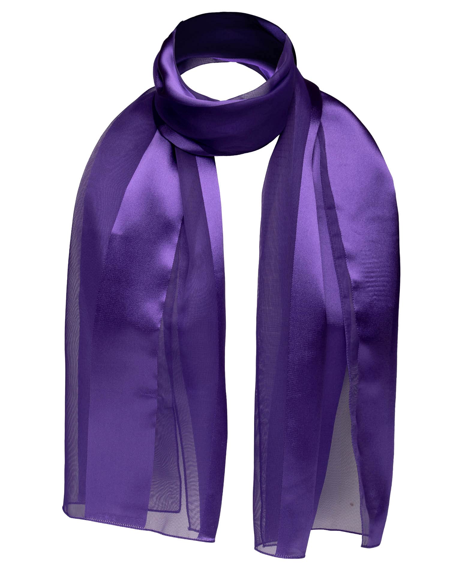 Basic Sense Women's Purple Shiny Satin Scarf Lightweight Silky Chiffon Solid Plain Strip Neck Scarves,