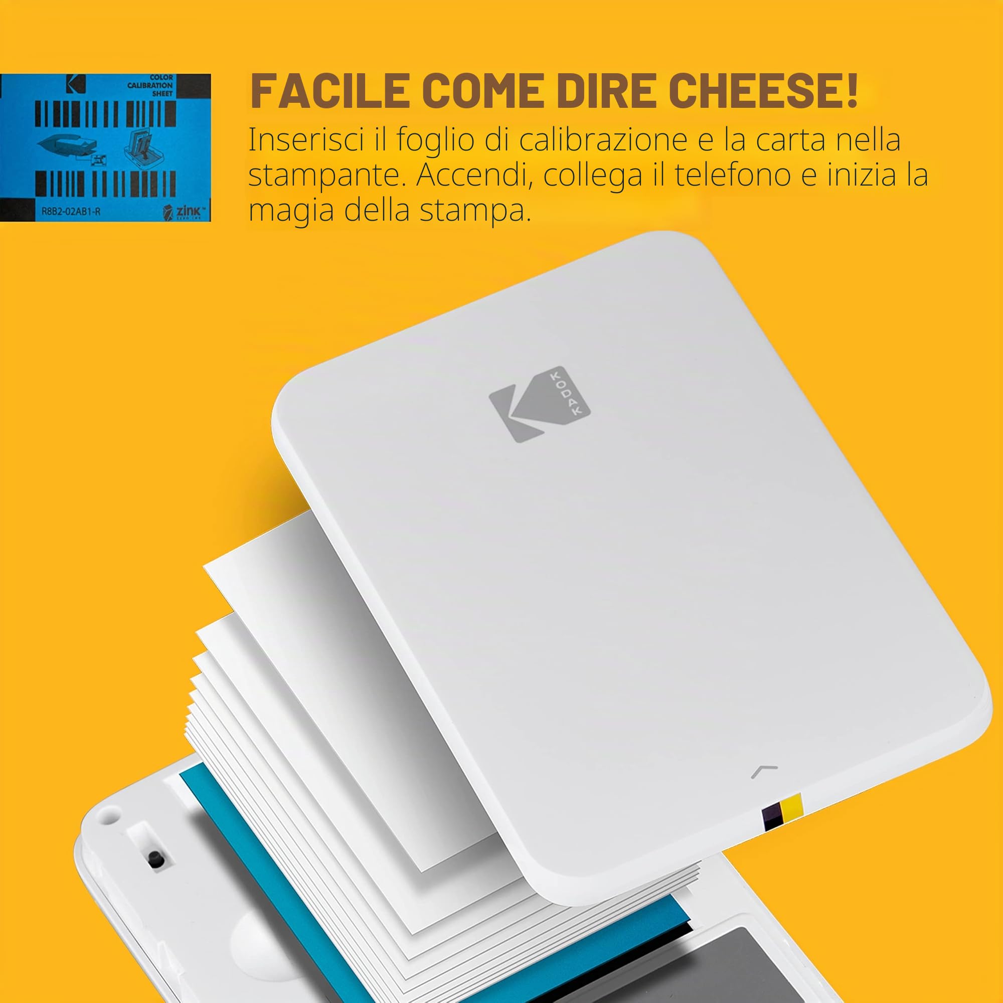 KODAK Step stampante Stampante fotografica portatile, wireless, tecnologia ZINK Zero Ink & ZINK - Carta fotografica, Formato 2"x3", Confezione da 20 fogli