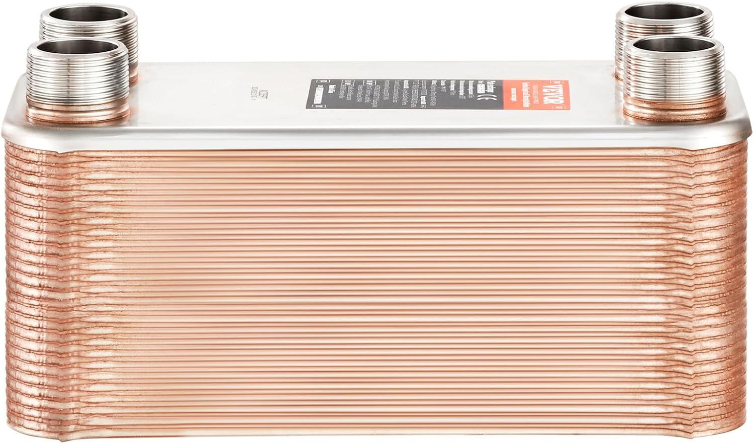 VEVOR Brazed Plate Heat Exchanger, EATB28-50 5"x12" 50 Plates, Copper 316L Stainless Steel for Floor Heating Water Heating Snow Melting Beer Cooling