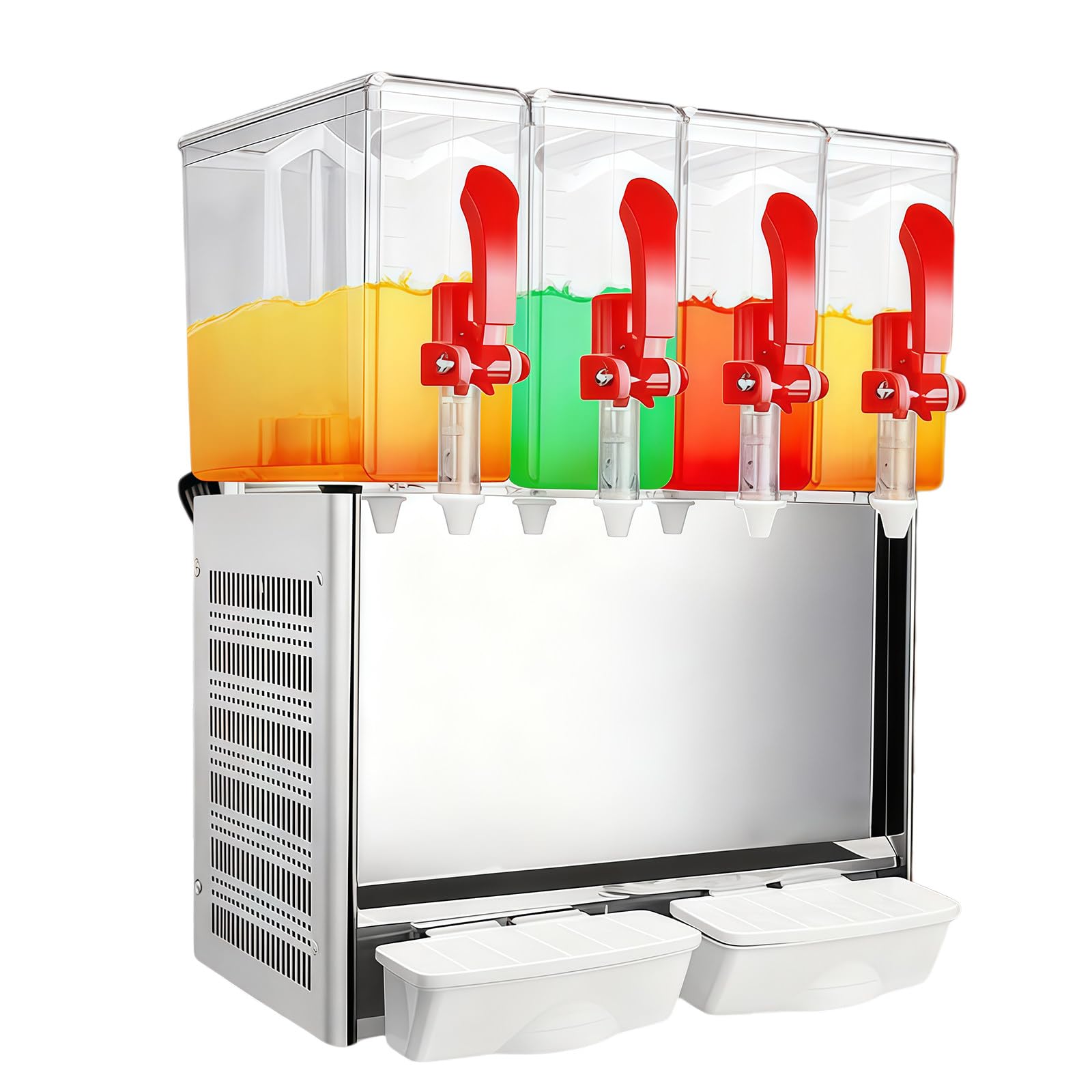 Distributore Bevande Commerciale,Distributore di Succhi in Acciaio Inox,1-4 Serbatoi 10L Ciascuno,Raffreddamento 7°c a 12°c, per Bevande Fredde in Ristoranti Bar Feste WithPulp-40LCold