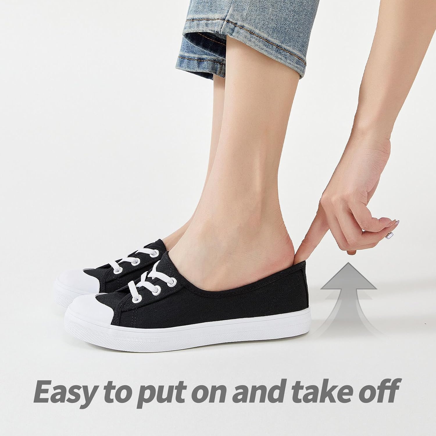 Uoidru Womens Slip On Shoes Low Top Canvas Sneakers Lightweight Casual Walking Shoes Fashion Work Sneakers - Image 3