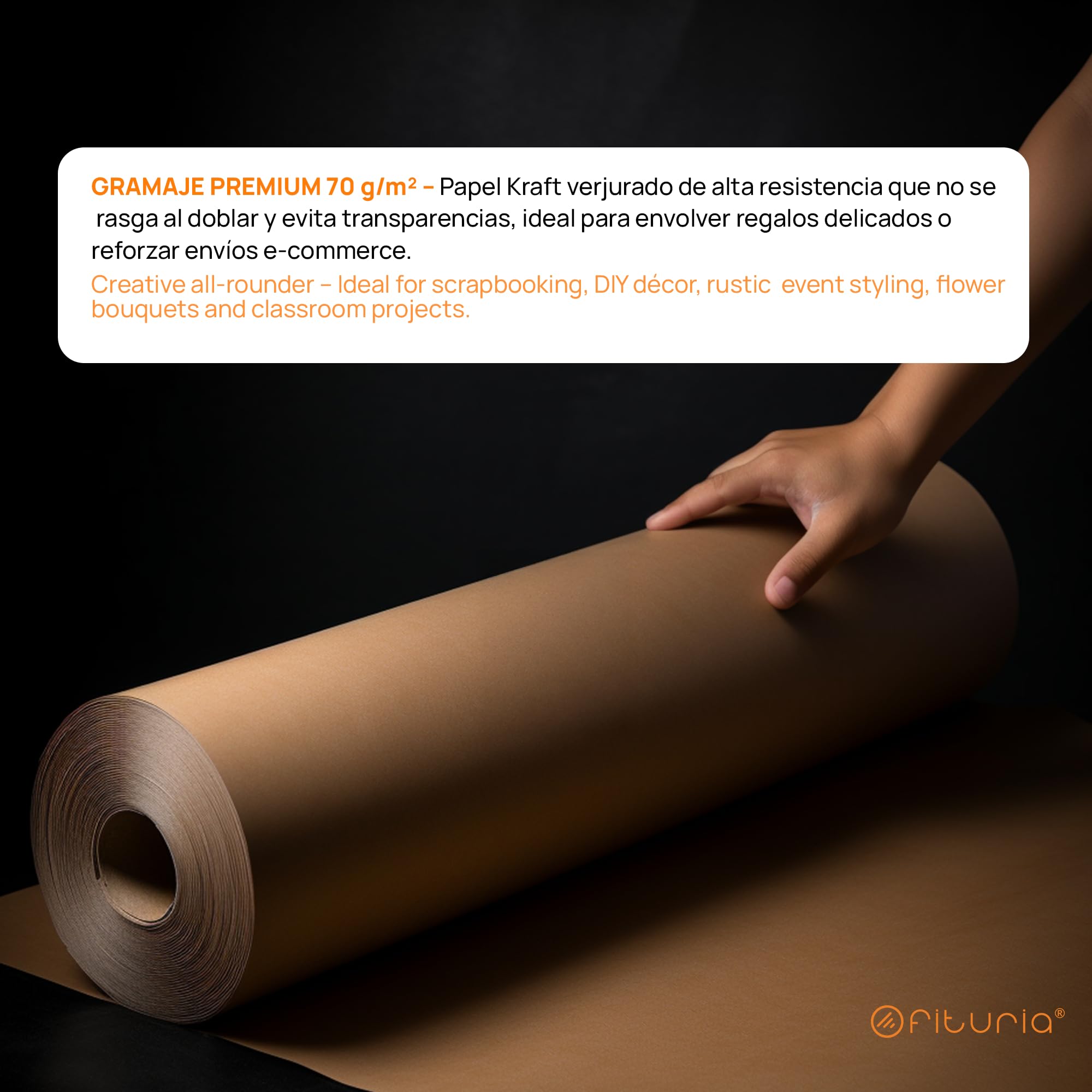 OFITURIA Naturalny brązowy papier Kraft - rolka 1x5m - 6 rolek - papier do pakowania prezentów i opakowań do pakowania, zrób to sam i przeprowadzka; wytrzymały, łatwy do cięcia, idealny do
