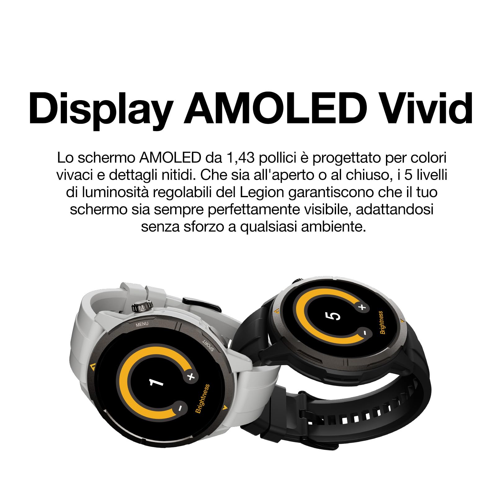 AGM Legion Smartwatch Uomo Donna, Orologio Intelligente Fitness con GPS/Chiamate Bluetooth, Impermeabile 5 ATM/Display AMOLED 1,43"/Monitoraggio Salute/100+ Modalità Sportive/300 mAh Batteria/Grigio