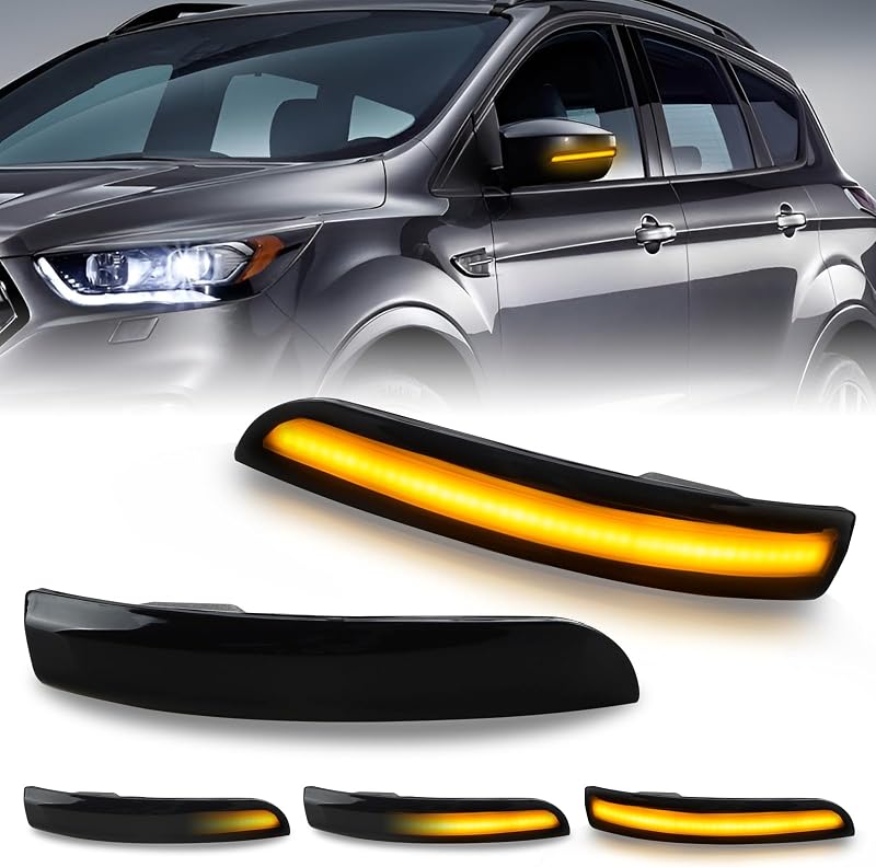 Luzes de seta sequenciais LED âmbar para retrovisor D-Lumina – Ford Focus ST RS, Escape, Kuga e C-Max – Par