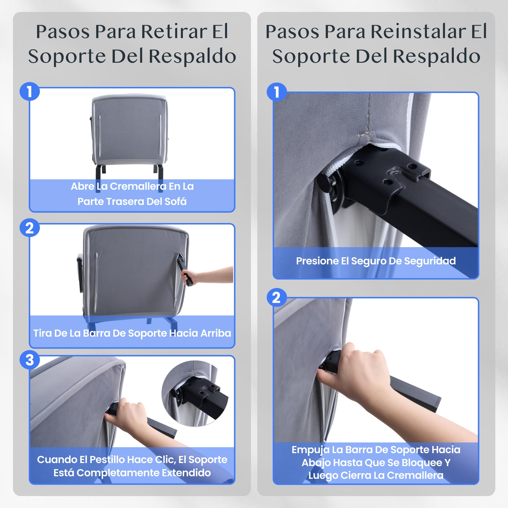 FLEXISPOT Sillón Cama 3 en 1 con función de Cama, Respaldo Ajustable, sofá Cama de Lino con Bolsillo Lateral, Patas Plegables, Ahorra Espacio para salón, Dormitorio u Oficina (Gris)
