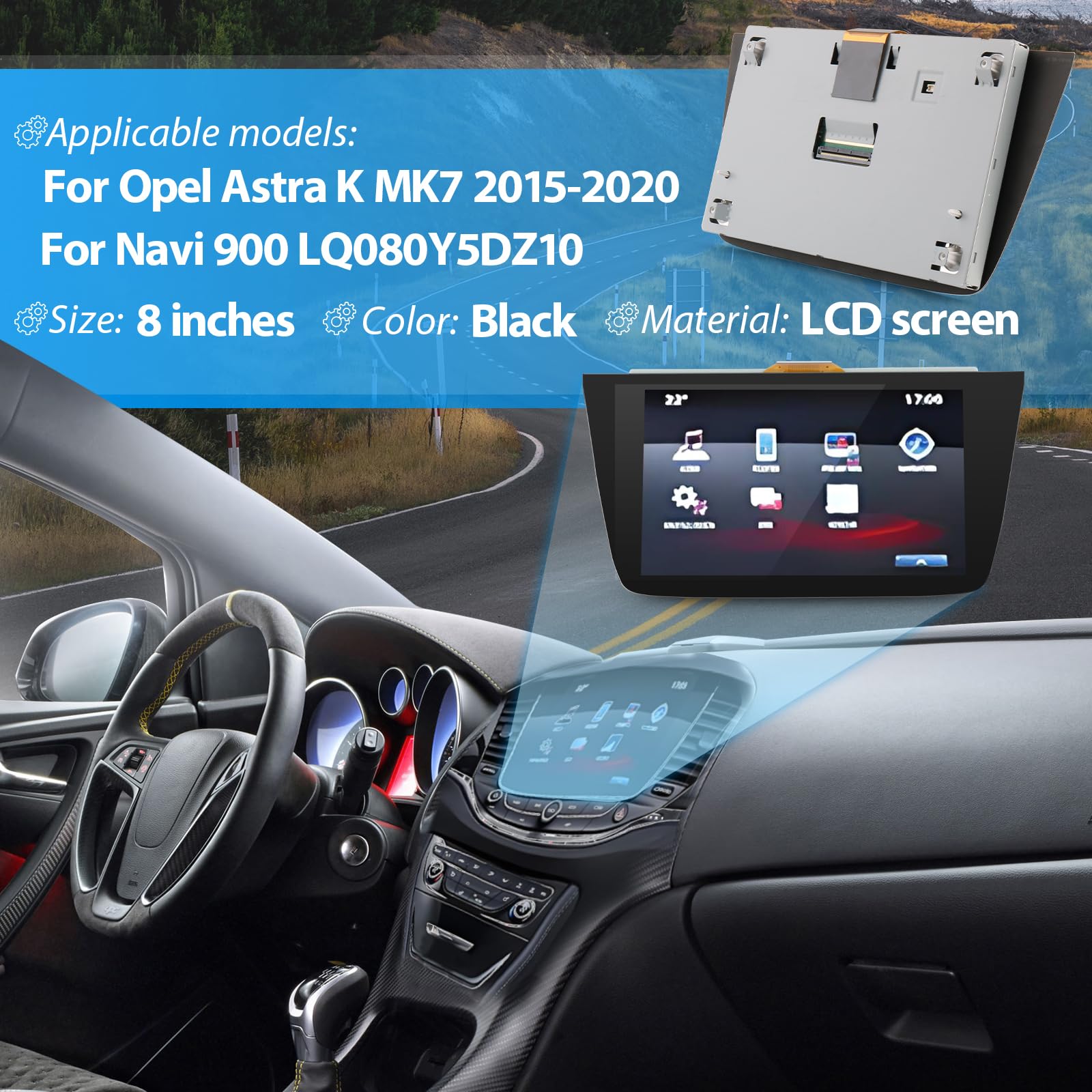 Touchscreen Monitor Für Opel Astra K Mk7 2015-2020 8 Zoll LCD Display Für Vauxhall Navi 900 Intellilink Schiffe Radio Display Für LQ080Y5DZ10 LCD Bildschirm Media Bildschirmersatz XX