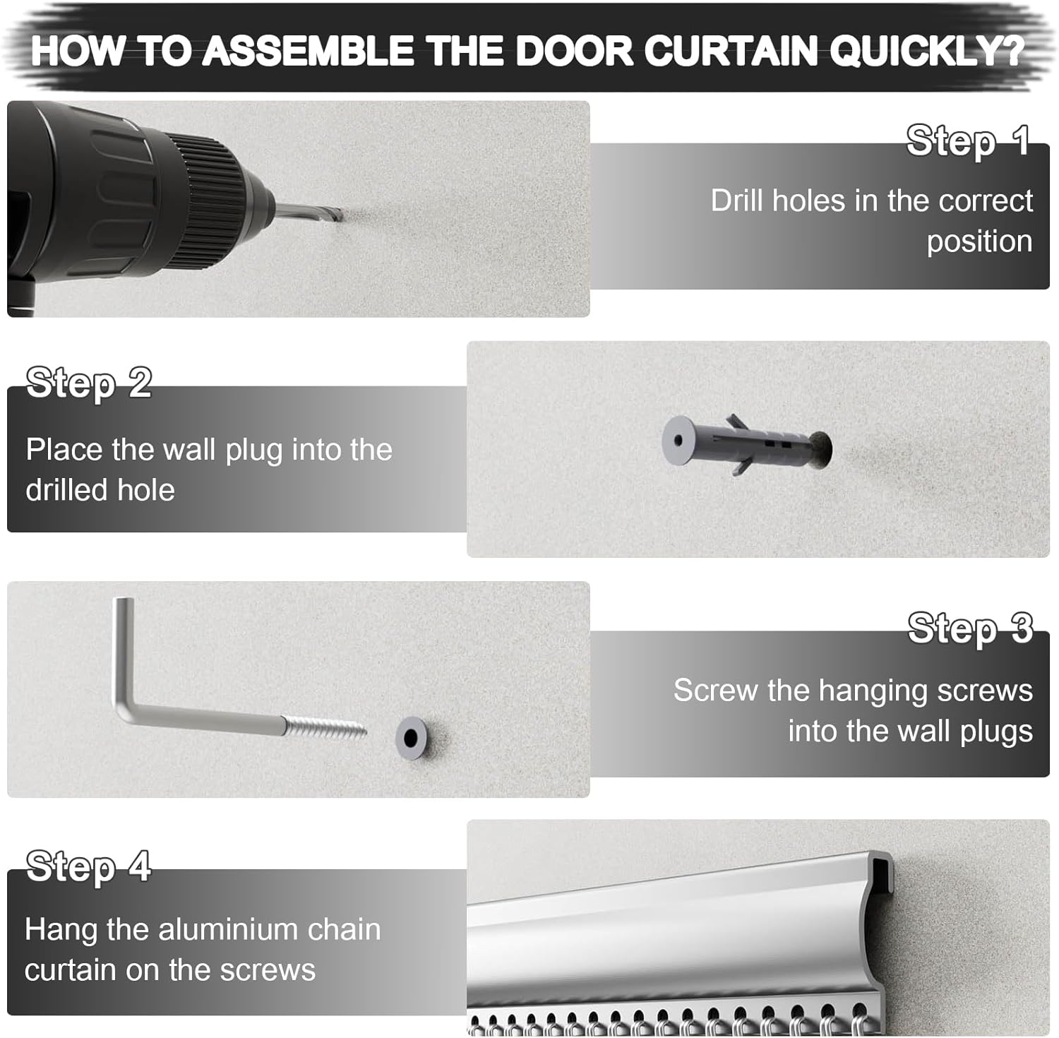 Chain Fly Screens for Doors - Silver Aluminium Chain Door Curtain for Room Doors, Interior Decoration, Terraces to Prevent Mosquitoes - Door Chain Curtain,100×214cm (39×84in)