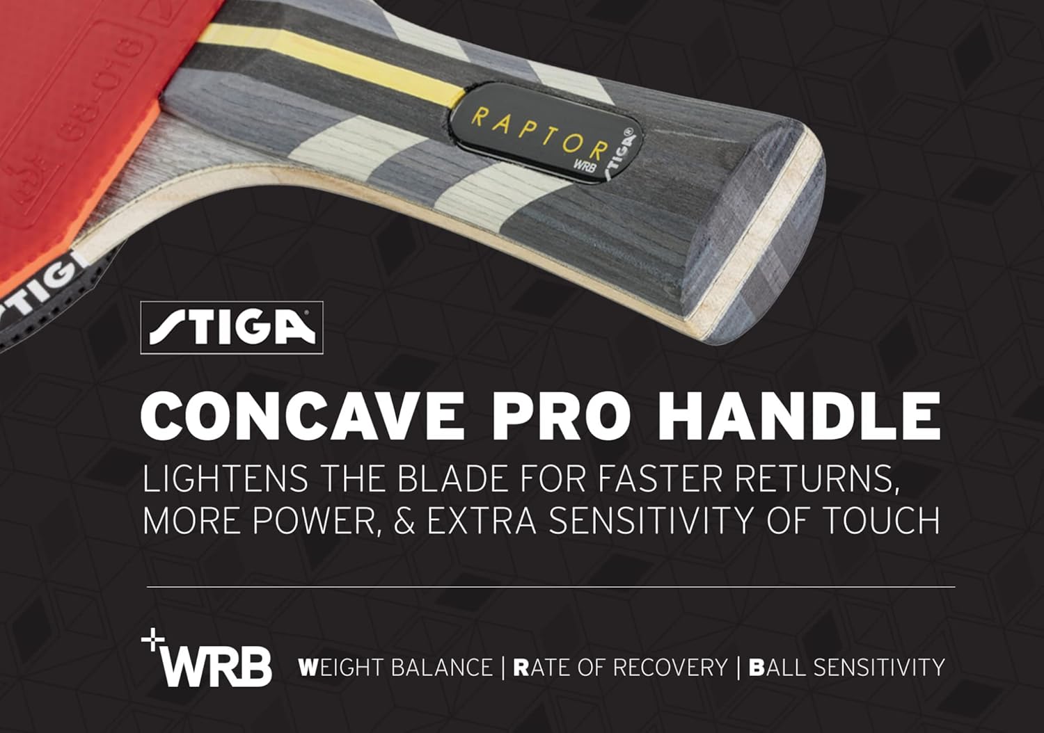 STIGA Raptor Performance Ping Pong Paddle - 7-ply Carbon Fiber Blade - 2mm Premiere Sponge for a Larger Sweet Spot - Flared Handle for Increased Control - Performance Table Tennis Racket