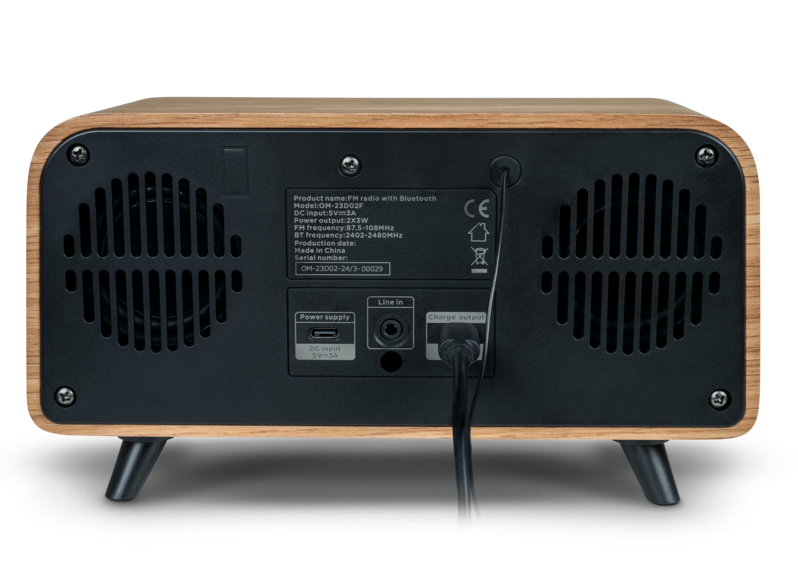 Radiosveglia Bluetooth - THOMSON - Vintage Cosy - 30 W, radio FM, doppia sveglia, schermo LCD, caricabatterie USB-C, alimentatore. 230V