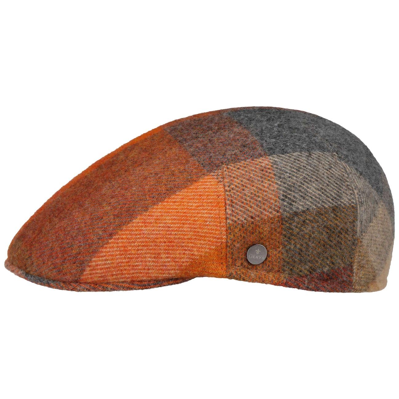 LIERYS John Hanley Colour Check płaska czapka z daszkiem dla kobiet/mężczyzn – Made in The EU jesień-zima, jesień, zima, XL (60-61 cm), pomarańczowa