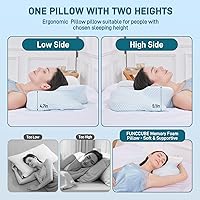 Vista 4 de Almohada cervical para dormir, almohada de espuma viscoelástica en forma de mariposa para aliviar el dolor de cuello, espuma BASF refrescante