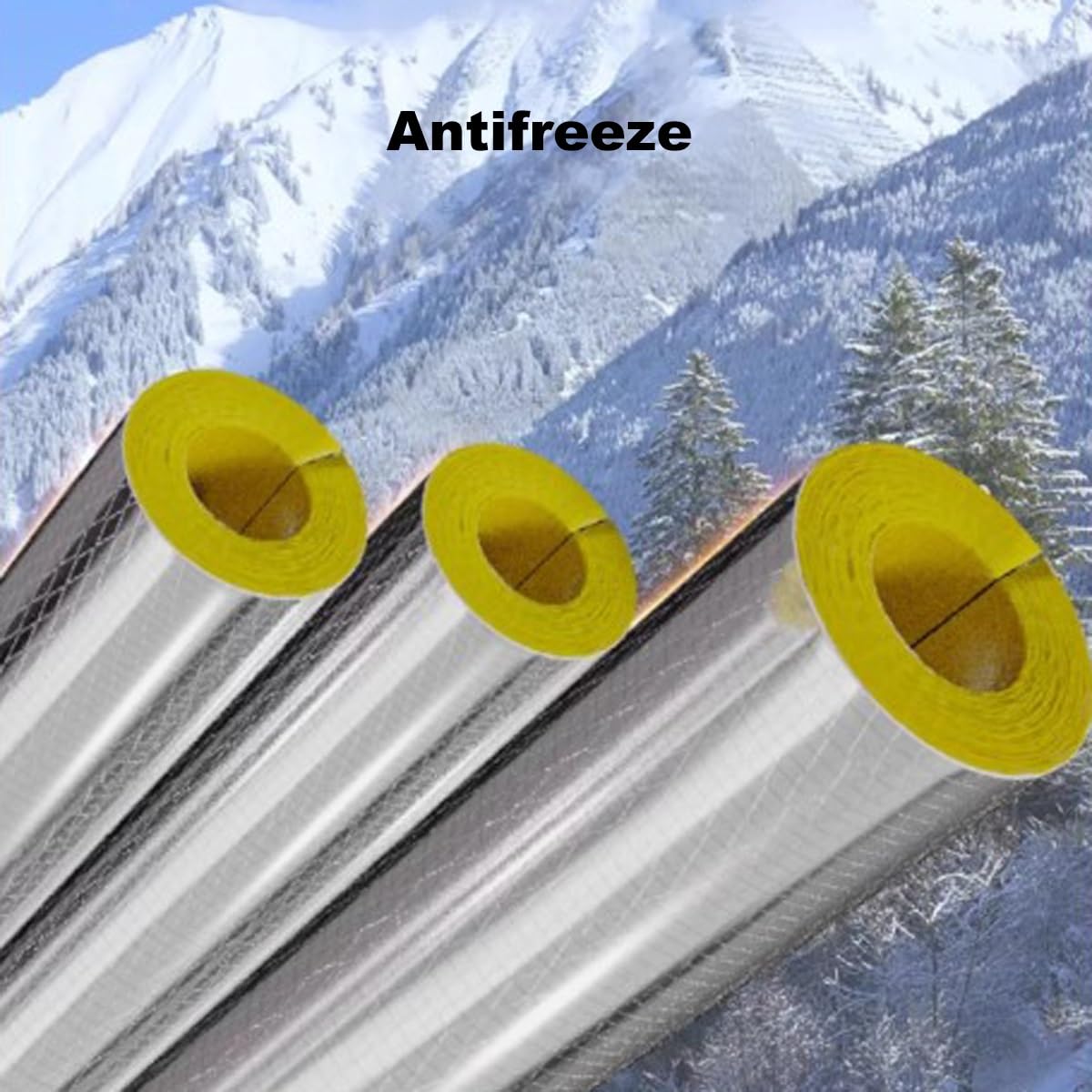 Elástico Aislamiento de Tuberías, Autoadhesivo Anticongelante Aluminum Foil Vidrio Lana de Roca Aislante Tubería para Tubo de Agua Fría Y Caliente Al Aire Libre(ID43.0mmxT50mm)