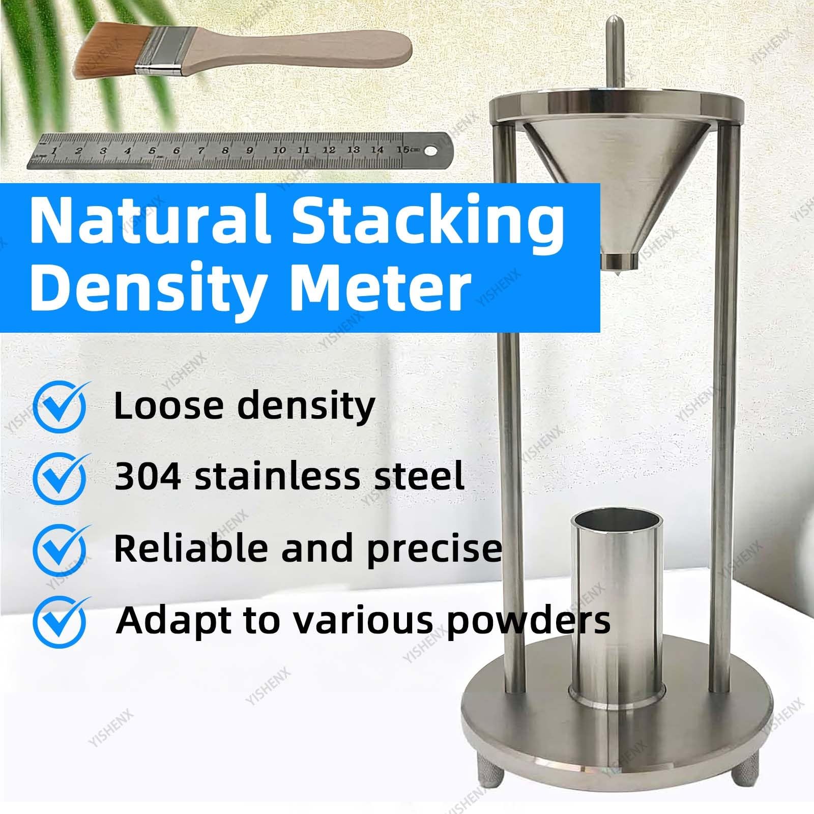 Przenośny miernik gęstości, naturalny tester układania w stos, wylot 12,7 mm, lejek 60°, zawiera cylinder pomiarowy, pręt blokujący, skrobak, szczotkę, łatwy w użyciu