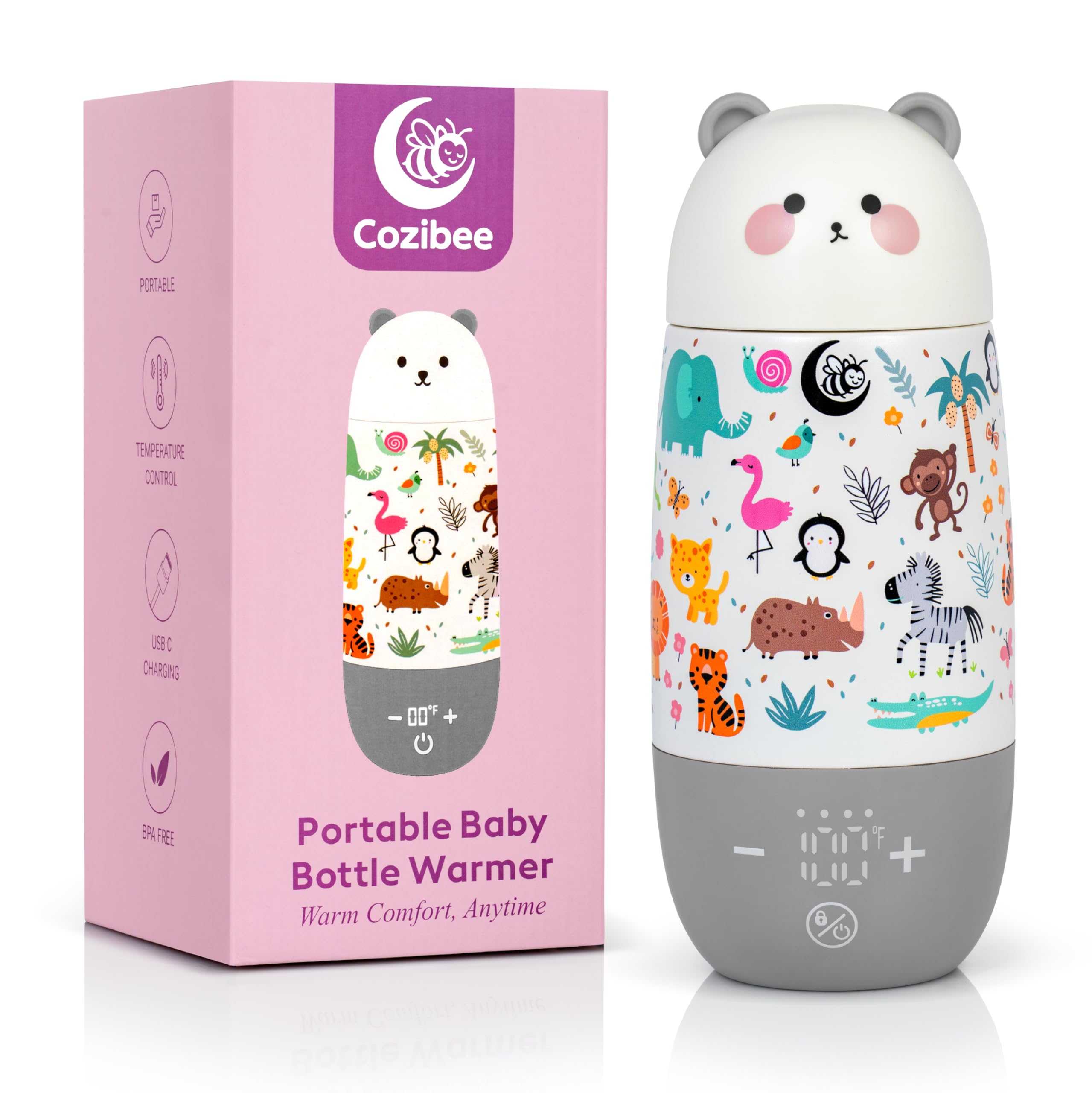 Photo 1 of Cozibee Portable Baby Bottle Warmer – Cordless Travel Warmer, USB-C Fast Charging, 17oz Large Capacity, Precise Temp Control for Breast Milk & Formula, Rechargeable for On-The-Go Newborn Feeding