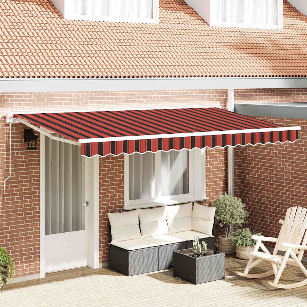 Markise Einziehbar 350 x 200 cm Gelenkarmmarkise mit Handkurbel Halbkassette Markisenrahmen aus Aluminium für Außenbereiche wie Terrasse Garten Balkon Orange Schwarz