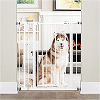 Carlson Extra Tall 36" Pet Gate with Small Pet Door - Steel Pressure Mount Gate for Large Dogs, 29-36.5" Wide