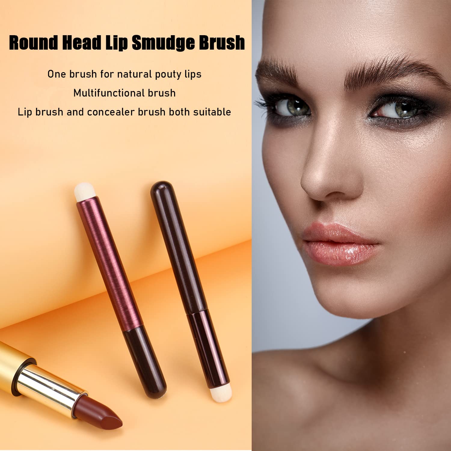 Spazzola per labbra, spazzola rotonda per sbavature, pennello professionale effetto opaco, pennello per rossetto in fibra artificiale