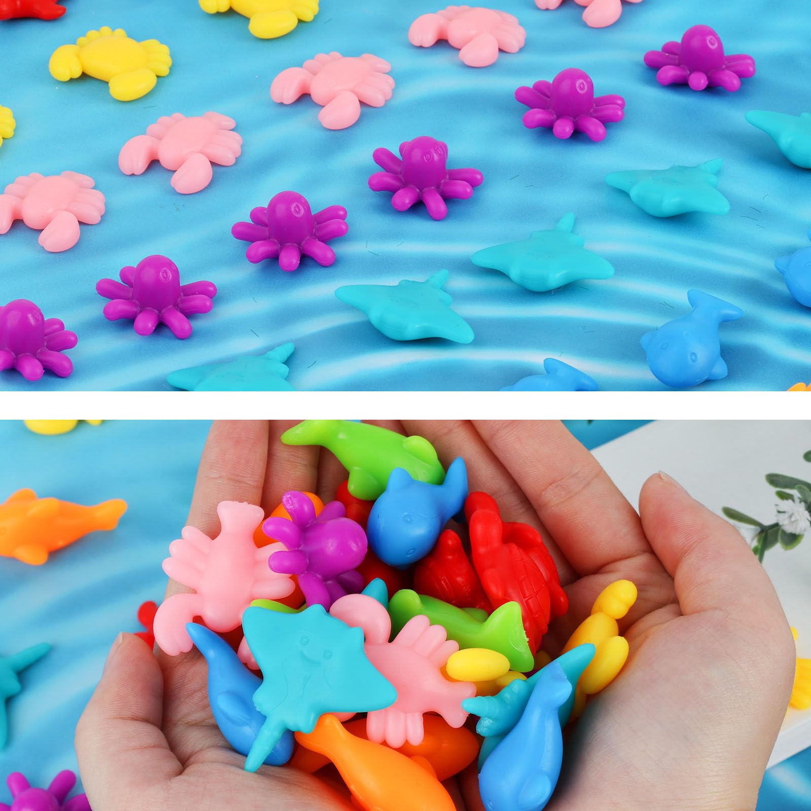 Conteo de animales para niños pequeños, 64 piezas, juego de emparejamiento de animales oceánicos, juguetes educativos Montessori de clasificación de colores 7