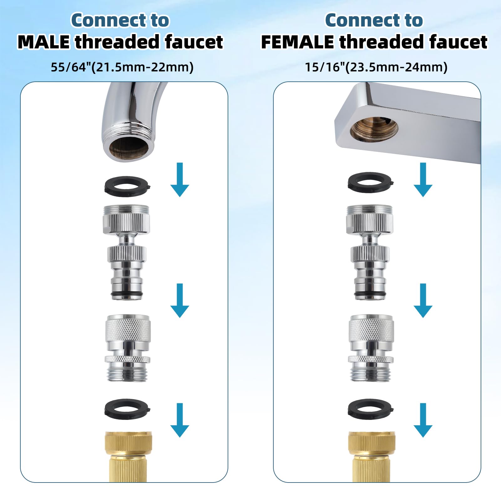 Hibbent Swivel Garden Hose Quick Connector, 360° Rotatable Faucet Hose Quick Connect